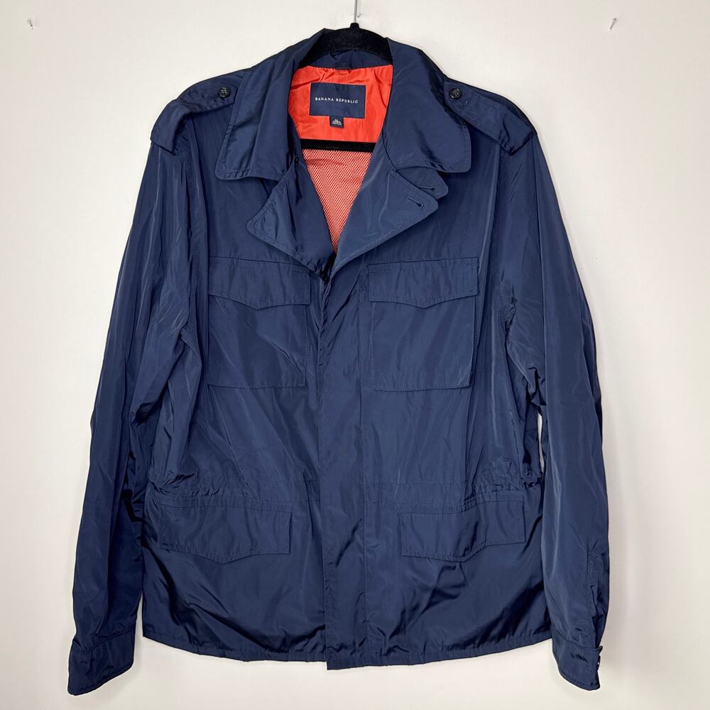Banana Republic Men's ES Fleet Jacket XL‎ Windbreaker Rain Jacket Navy Orange